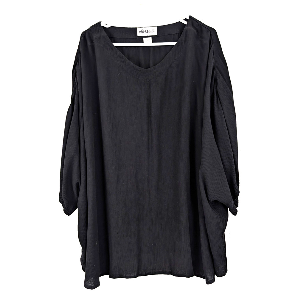 We Be Bop sz 4X Blouse v-neck black in color dolman sleeve shirt 3414
